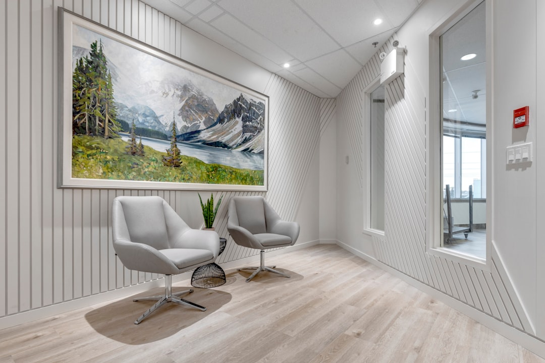 Bright treatment room with seating